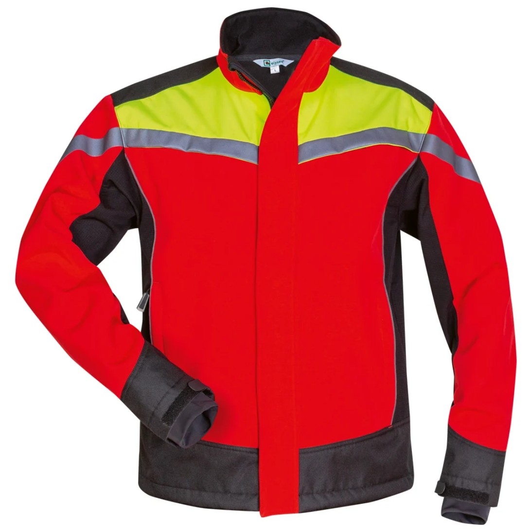 ESCHE Waldarbeiter Softshell in rot/schwarz/gelb