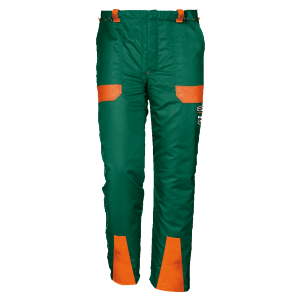 Schnittschutz-Bundhose in grün/orange