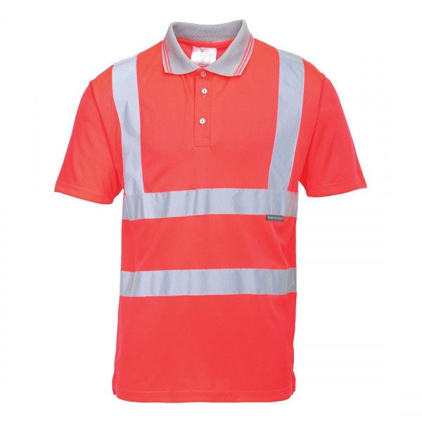 Warnschutz Kurzarm Polo Shirt in rot